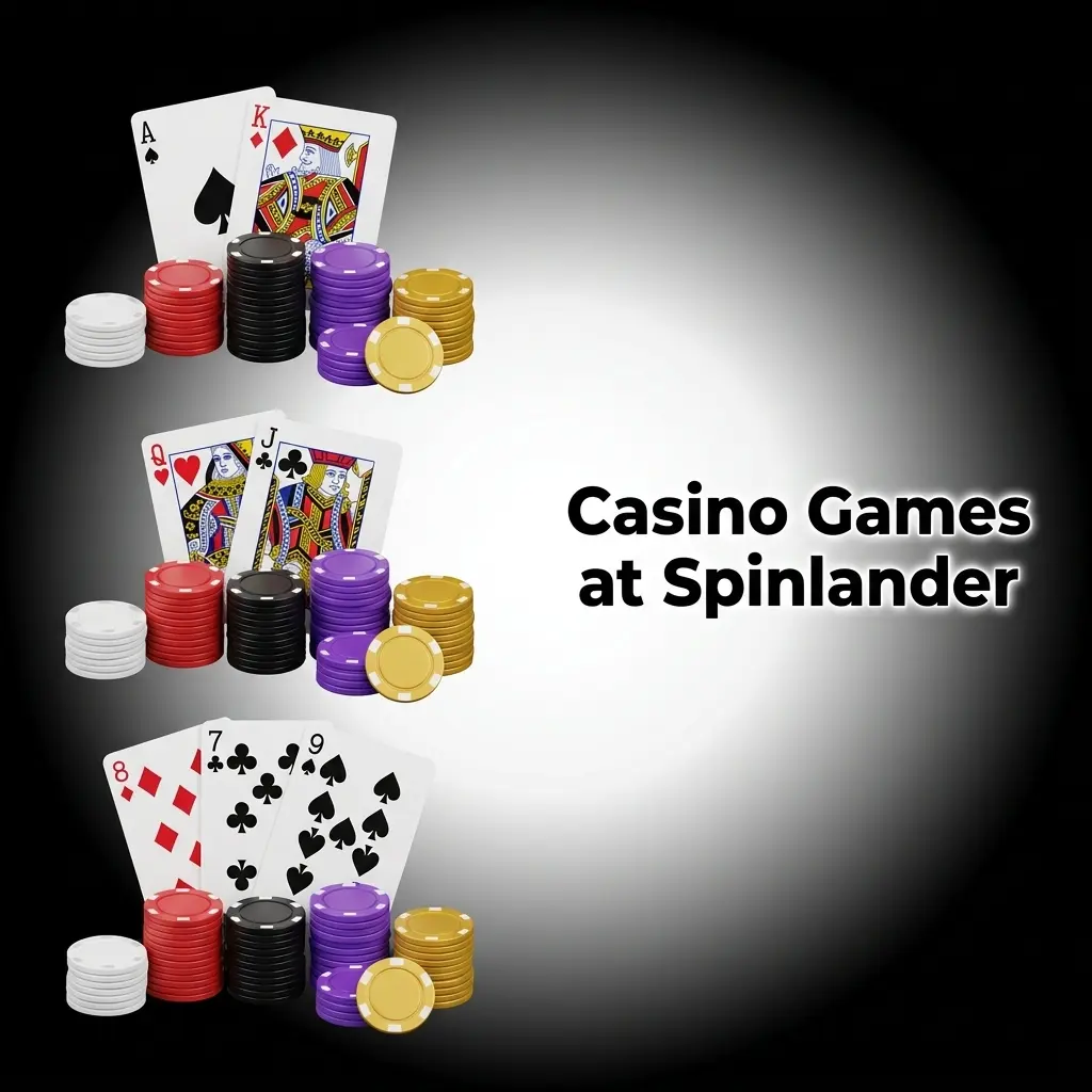 Spinlander casino game categories including slots, live dealer tables, game shows, and video poker for Canadian players