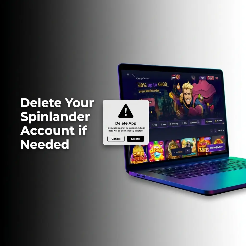 Steps to delete your Spinlander account, withdraw balance, submit closure request, and confirm via email
