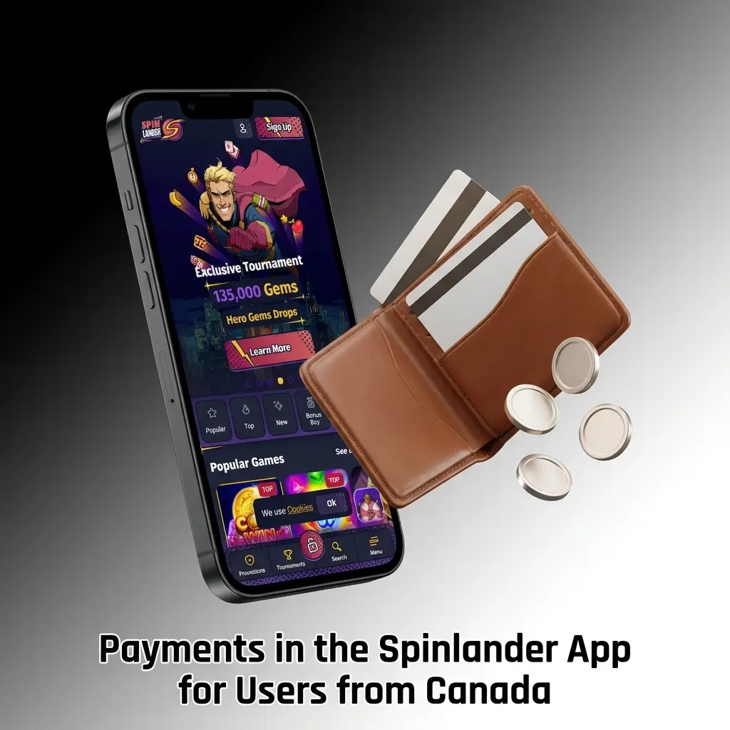 Spinlander app payment methods for Canadian users including Visa, Interac, Skrill, Neteller, and crypto options