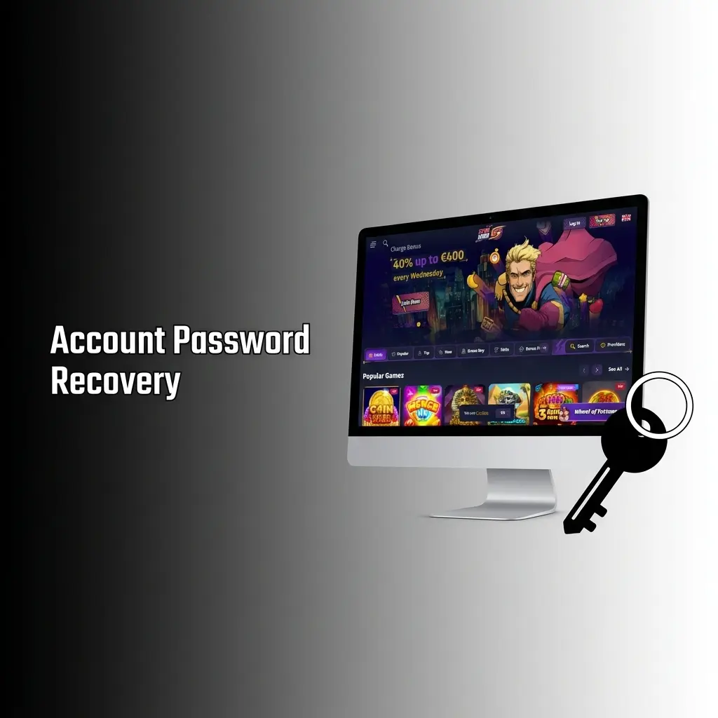 Spinlander account password recovery steps showing how to reset login credentials via registered email address
