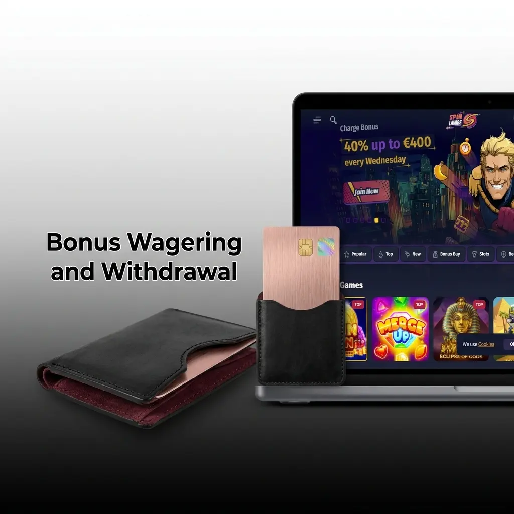Spinlander bonus wagering rules showing 40x requirement, game contributions, and withdrawal conditions for bonus funds