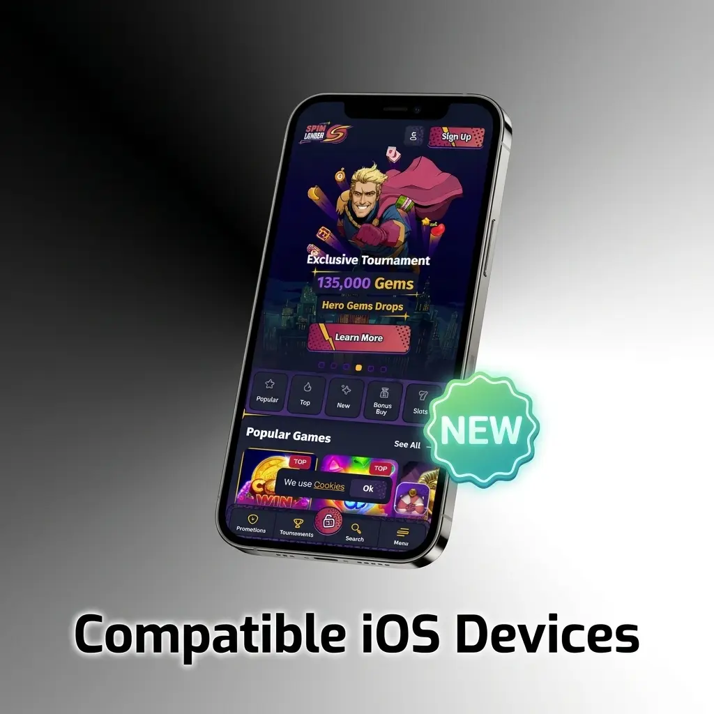 Spinlander app compatible iOS devices including iPhone X to 15 series and iPad Air and iPad Pro models