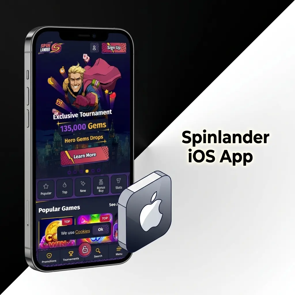 Spinlander iOS app for iPhone and iPad showing sports betting and live casino features available free in Canada