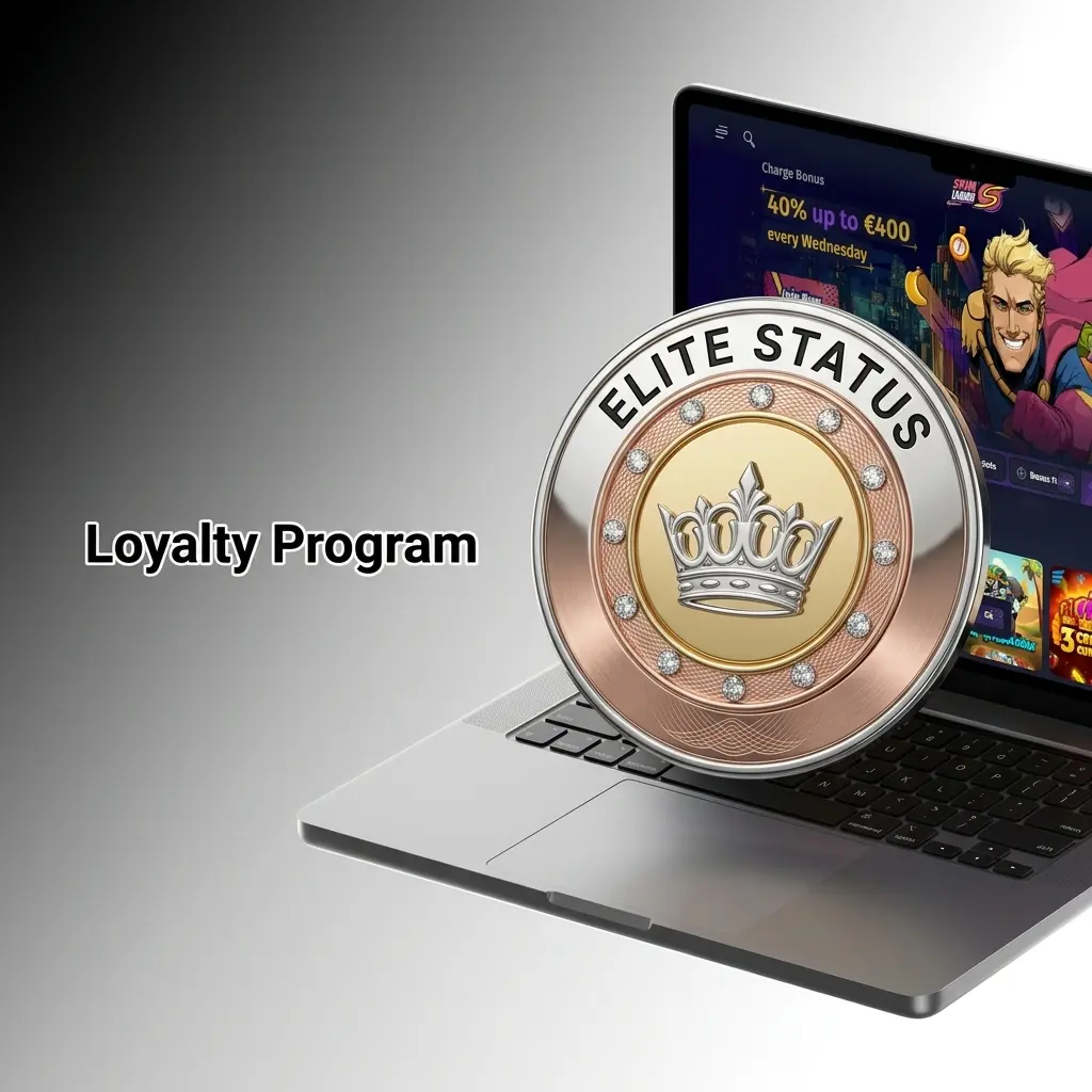 Spinlander tiered loyalty program with Bronze to Diamond levels offering cashback, free spins, and VIP rewards